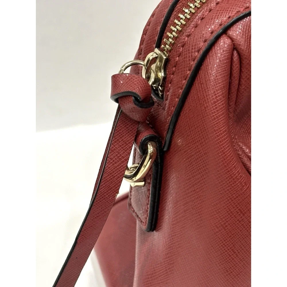 Coccinelle Red Saffiano Leather Satchel Tote Bag Gold Hardware Italy EUC